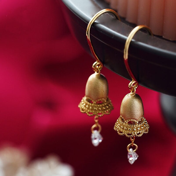 New Product Fantasy White Crystal Pendant Small Bell earrings for women