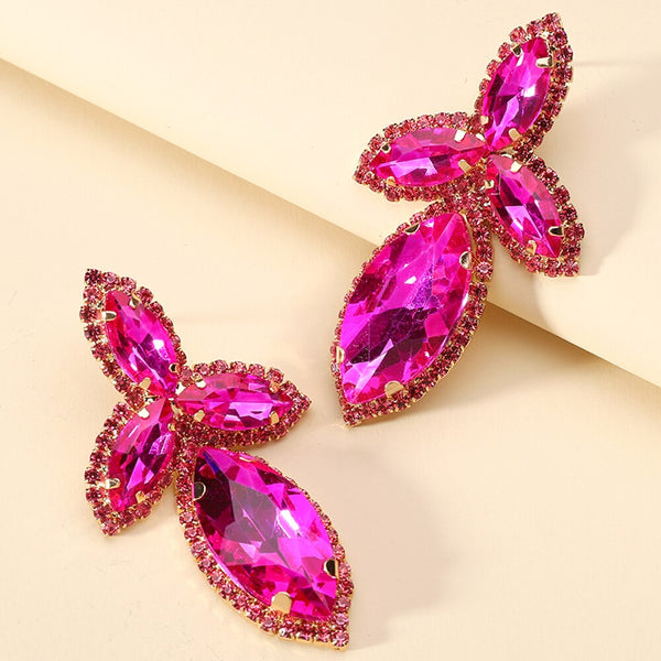 Fashion Geometric Y2k Party Jewelry Colorful Crystal Glass Big Dangle Earrings For Women