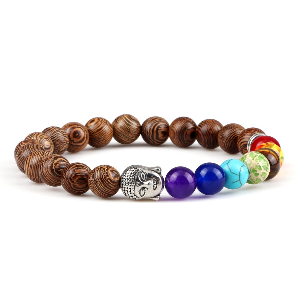 Classic 7 Chakra Reiki Healing Bracelets Buddha Head Charm Bracelet For Women Men