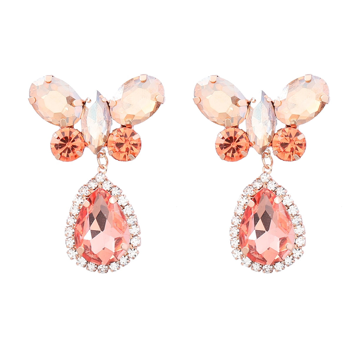 Fashion Metal Rhinestone Butterfly Geometric Earrings Women