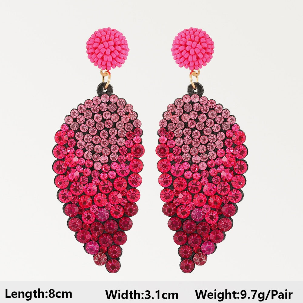 Elegant Sweet Rose Red Long Dangle Earrings For Women