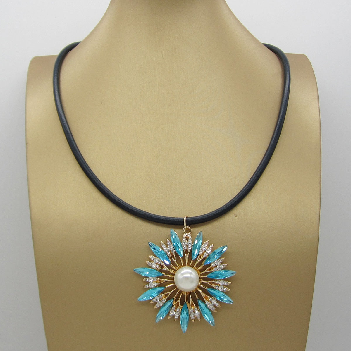 Collier Sunflower Colorful Pendant Necklace High Quality Crystal Necklace for Women