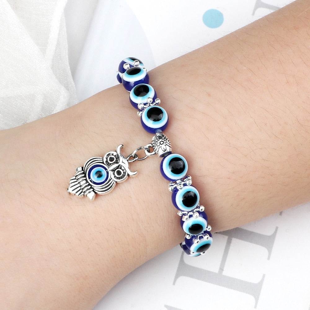 Classical Owl With Turkish Lucky Evil Eye Bracelets For Women Men