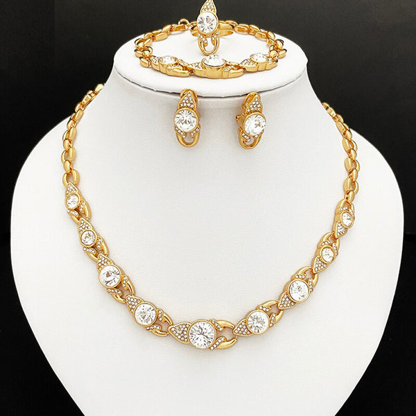 African Necklace Earring Set Nigerian Bridal Gold Color Jewelry