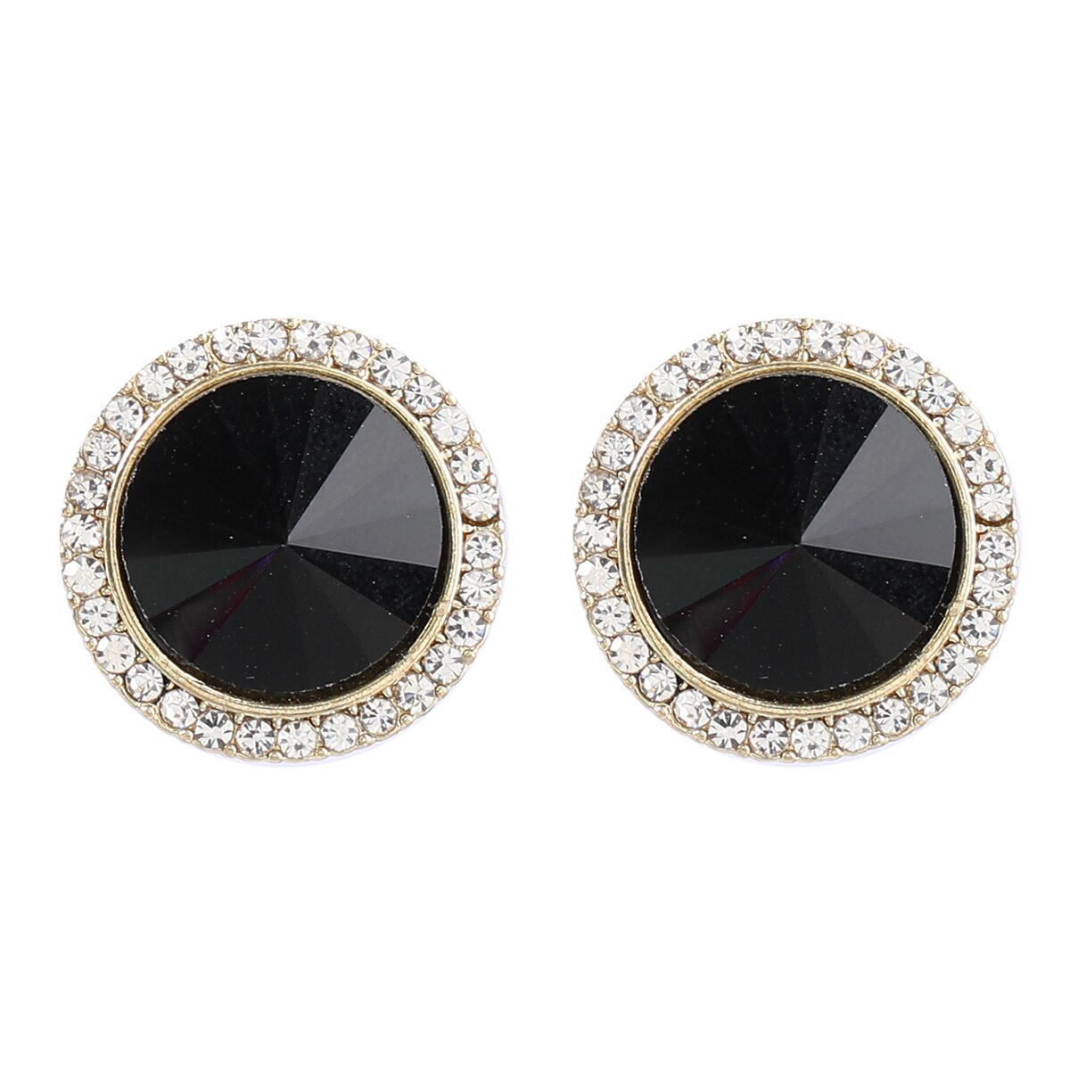 Fashion Metal Rhinestone Round Geometric Earrings Women