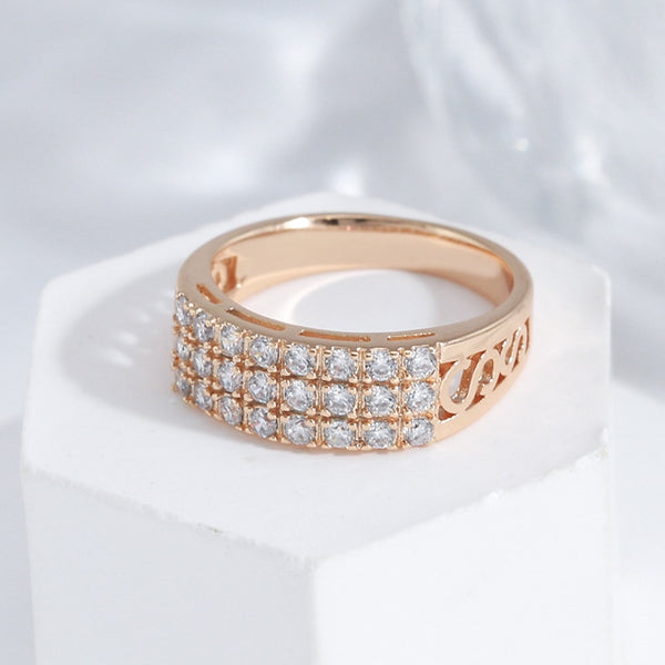 Classic Full Inlay Zircon Hollow Geometric Square Rings