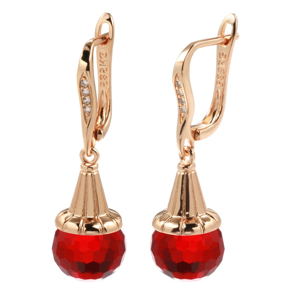 New 585 Rose Gold Glass Ball Drop Earrings