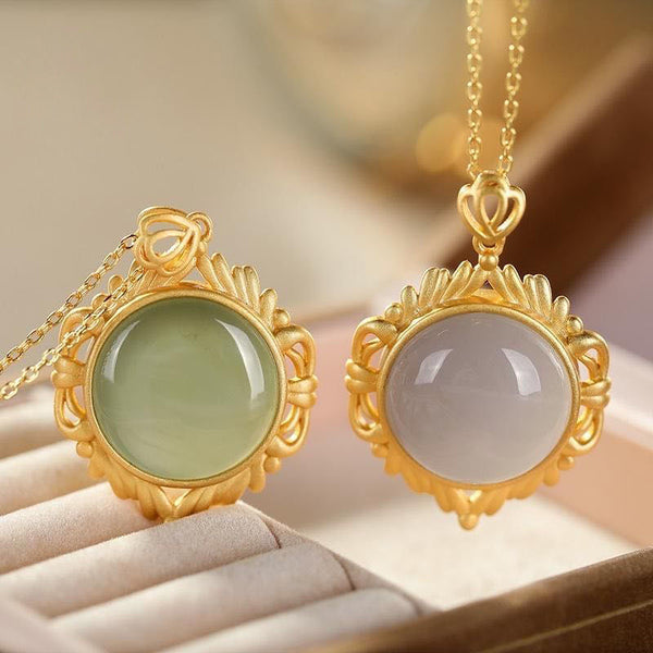 Original Design Inlaid Natural Hetian Jasper Pendant Necklace