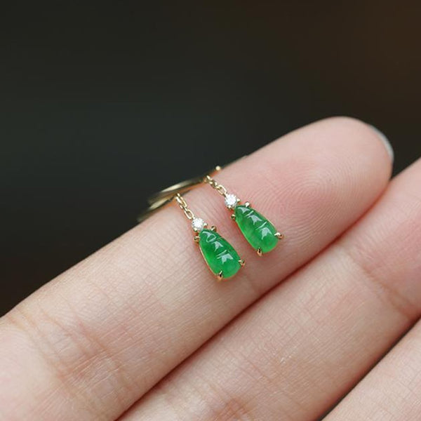 New design inlaid natural ice transparent green chalcedony earrings