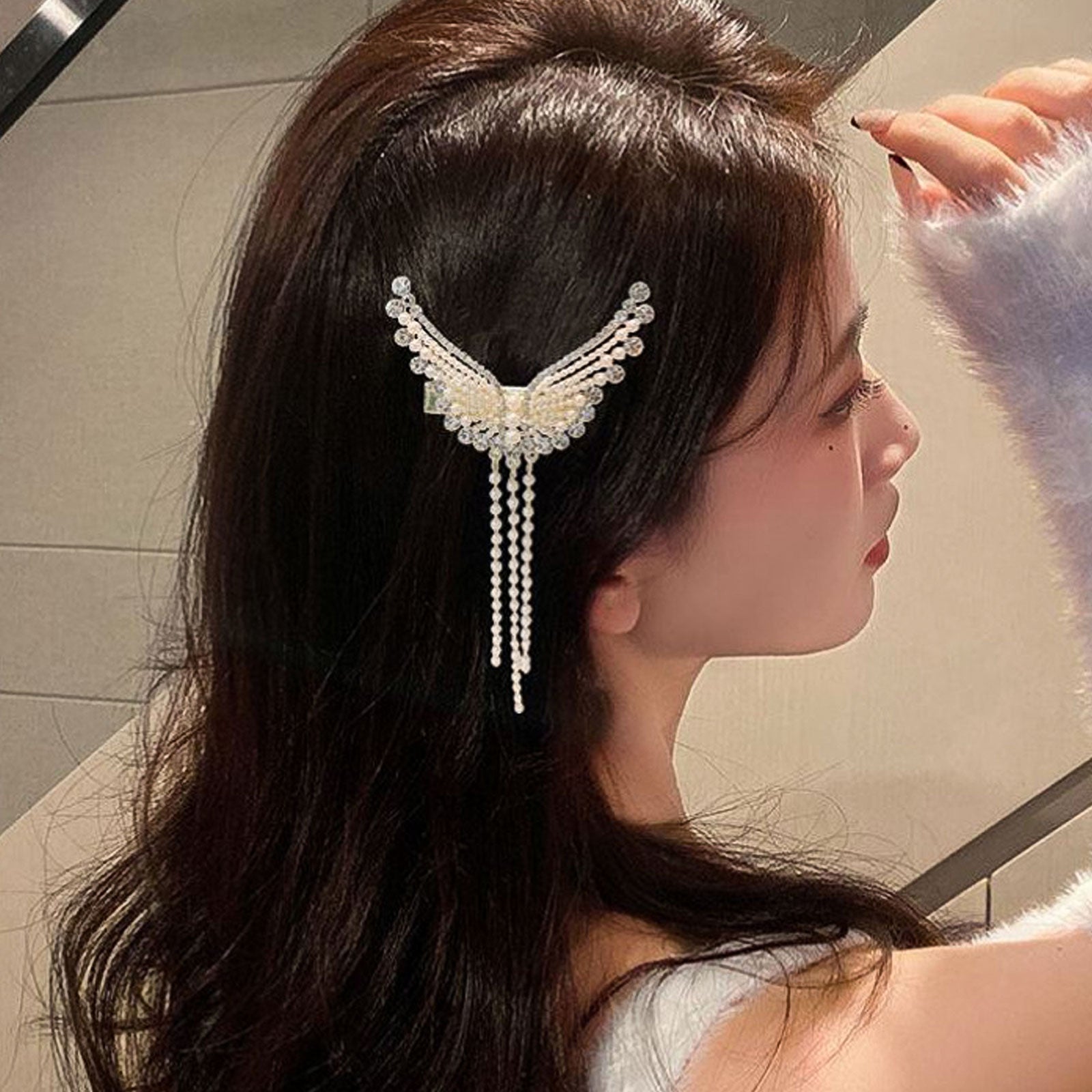 1PC Pearl Tassel Butterfly Hair Claw