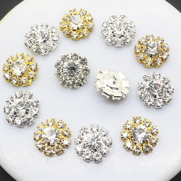 10pcs/set 16mm Round Diamond Alloy Rhinestone Button with Shank Crystal Button