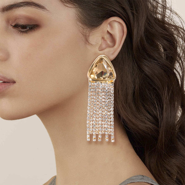 Fashion Jellyfish Rhinestone Tassel Drop Earrings For Women