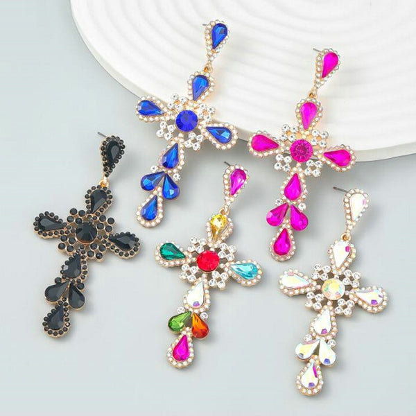 Women Fashion Colorful Earrings Cross Earrings For Women