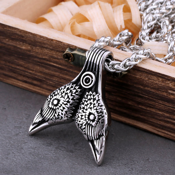 Vintage Viking Raven Head Necklace Men's Nordic Odin Animal Symbol Amulet Pendant Necklace