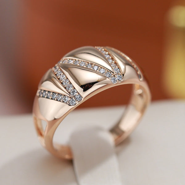 Personality Simple Stripe Full Zircon Wide Face Women's Rings