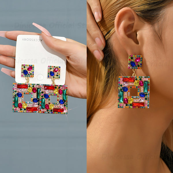 Bohemian Multicolored Big Dangle Drop Earrings For Women