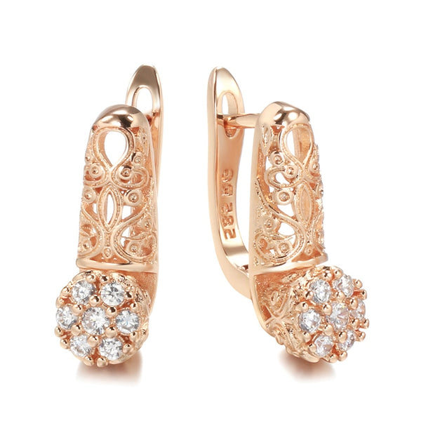 Hot 585 Rose Gold With Natural Zircon Earrings for Women