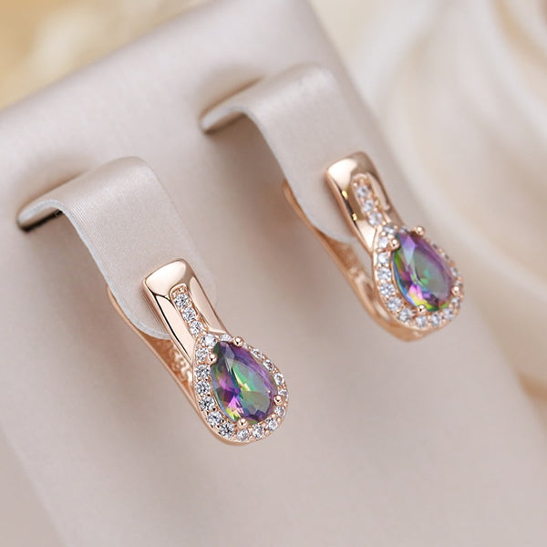 Drop Design Colorful Zircon Dangle Earrings Classic Geometric Women