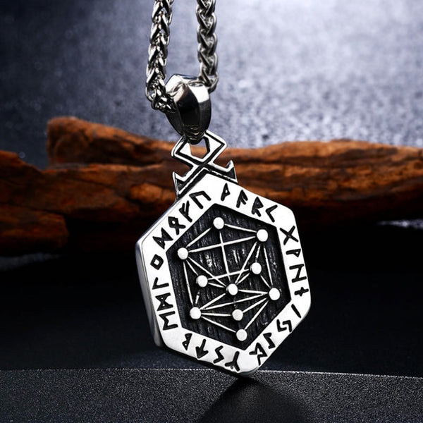 Vintage Viking Yggdrasil Pendant Necklace Punk Nordic Stainless Steel Odin Rune Pendant