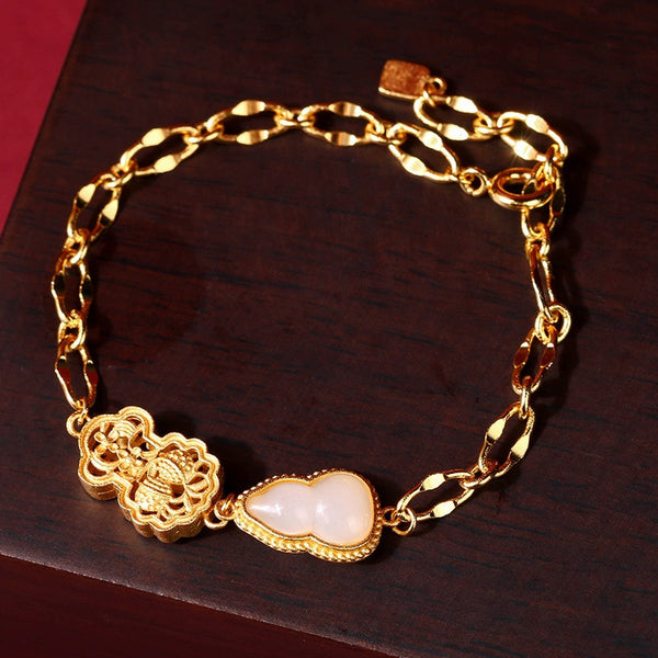 Original design natural Hotan jade gourd bracelet for women