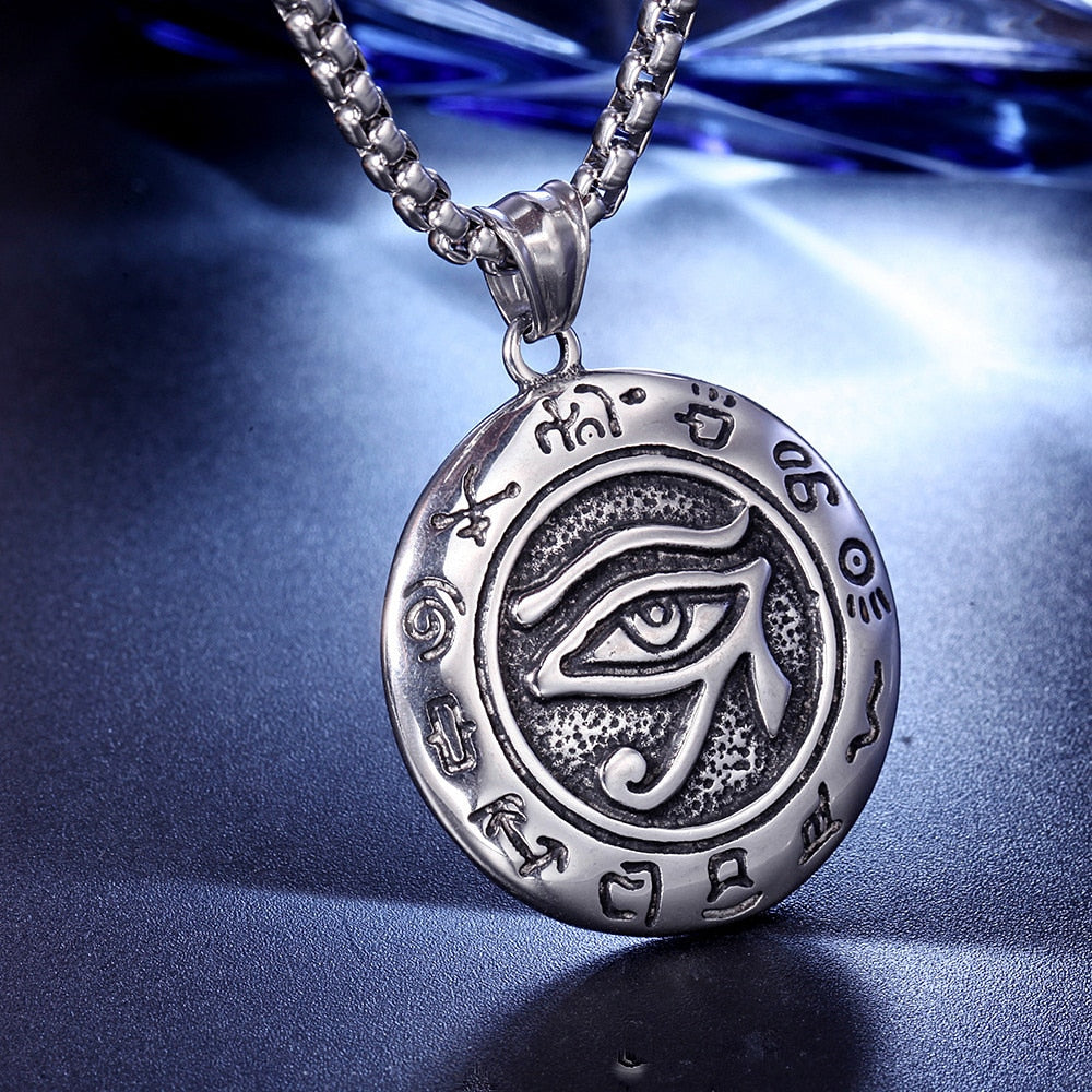 Vintage Men's Egyptian Eye of Horus Pendant Necklace