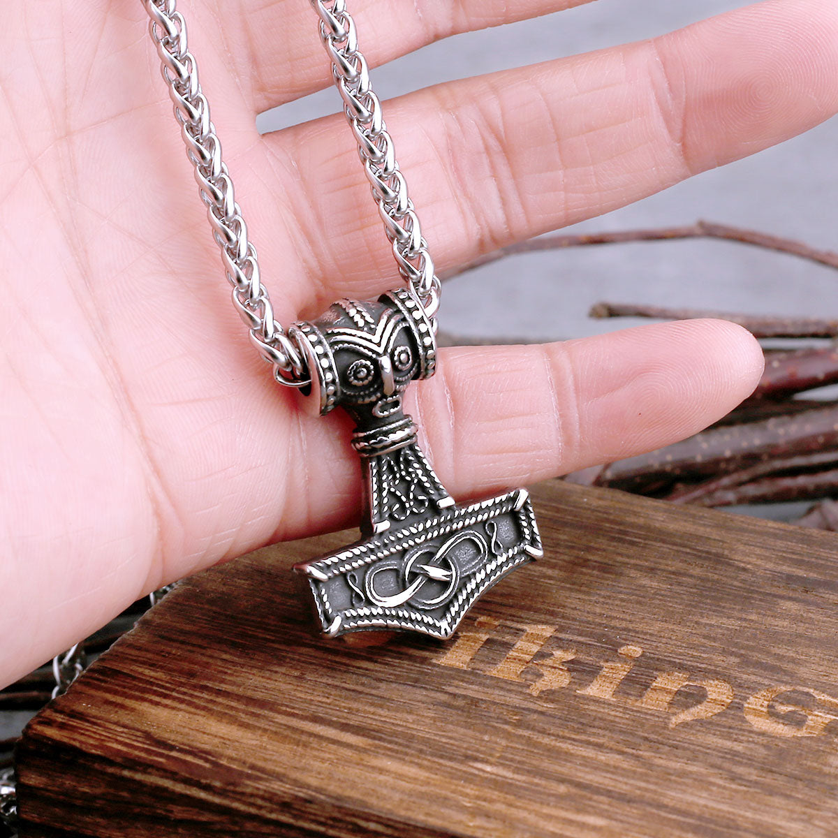 Vintage Nordic Celtic Anchor Necklace Men's Fashion Rune Amulet Stainless Steel Pendant