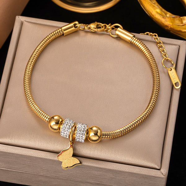 Gold Color Personality Charming  Butterfly Bangle  Bracelet for Women