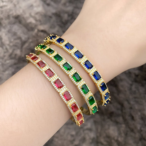 Luxury CZ Rhinestone Geometric Cuff Bangles for Women