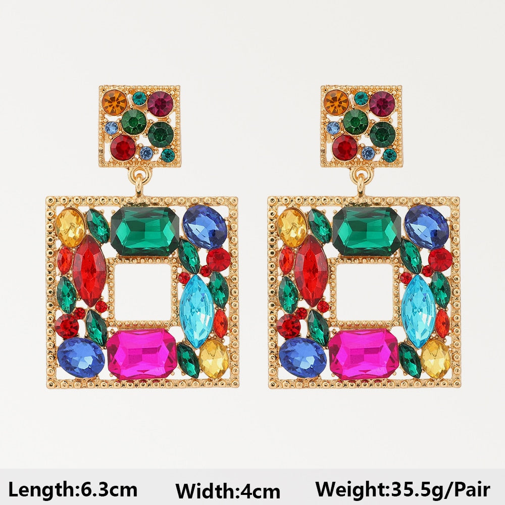 Summer Beach Beads Crystal Geometric Dangle Earrings For Women