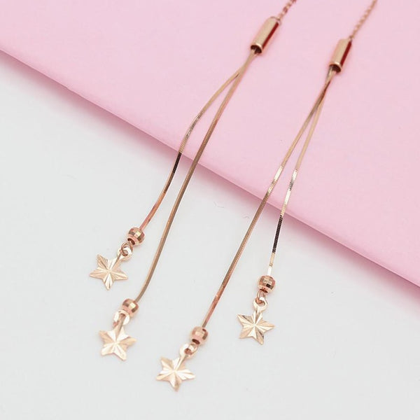 585 Purple Gold New Star Soft Chain Tassel Delicate Long  earring for women