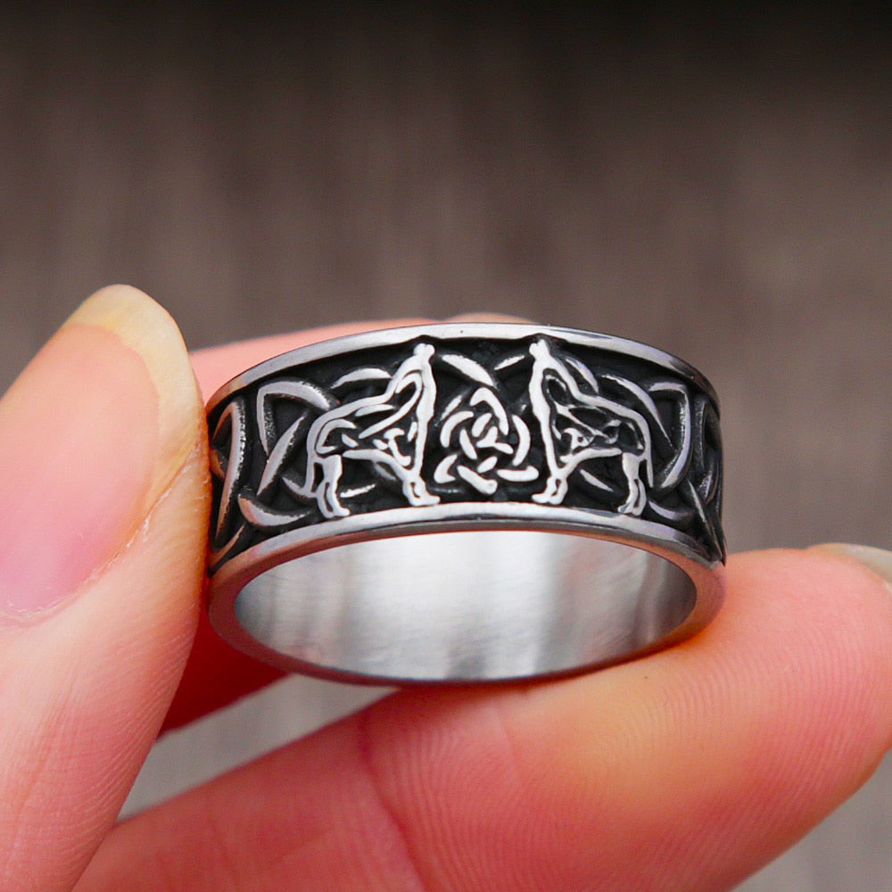 Vintage Viking Northern Ireland Celtics Knot Wolf Ring For Men Women