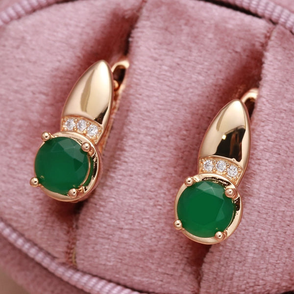 New Emerald Round Cut Zircon Earrings for Women