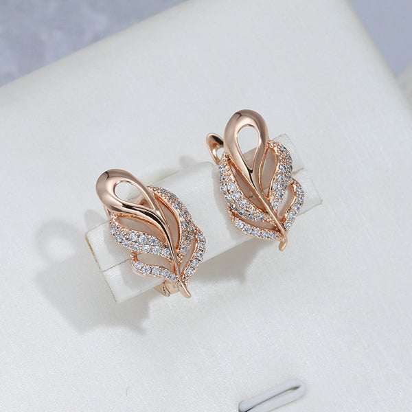 Luxury Full White Zircon English Lock Clip Earrings For Women