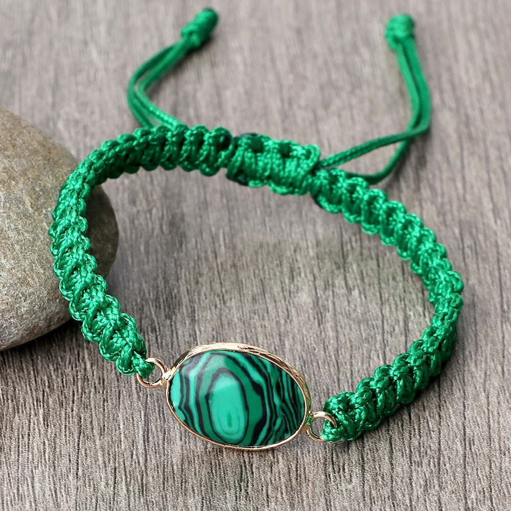 Green Malachite Stone Pendant Prayer Bracelets For Women Men