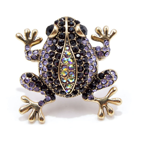 3 Colors Choose Rhinestone Frog Brooches for Women