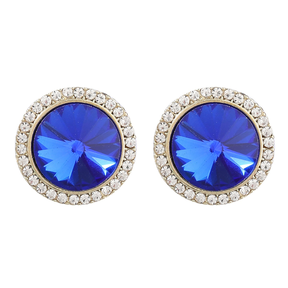 Fashion Metal Rhinestone Round Geometric Earrings Women