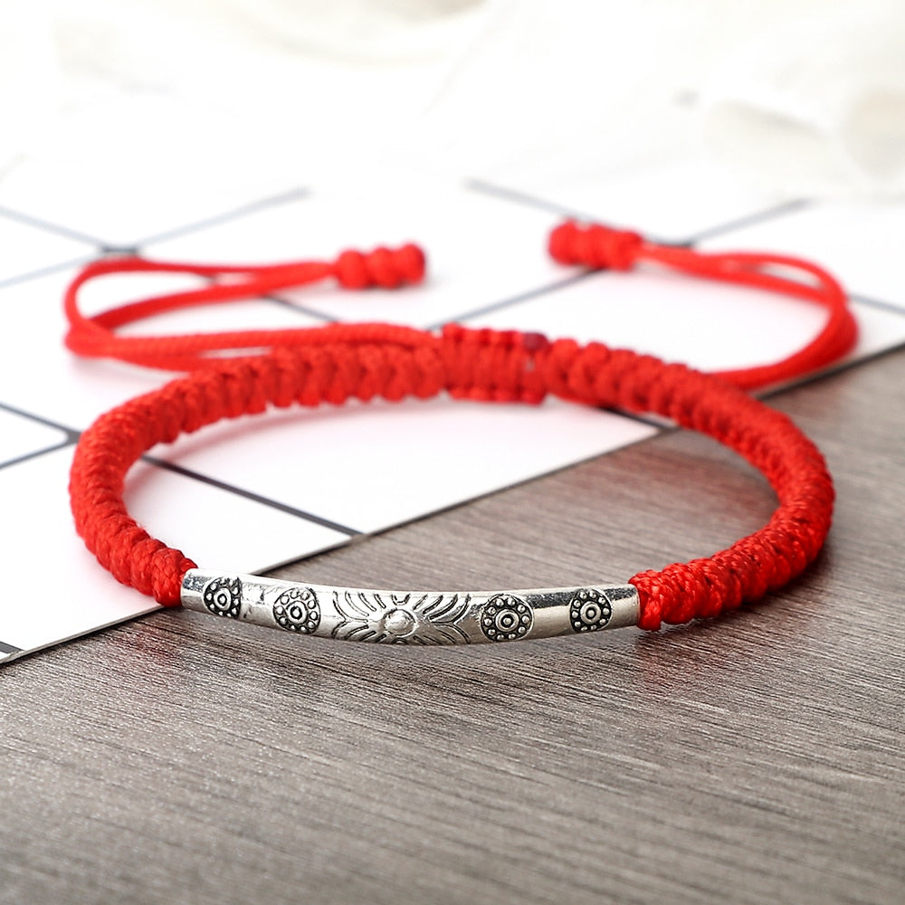 New Long Tube Bracelets For Men Women Classic Black Red String Handmade Braided Rope Bracelets