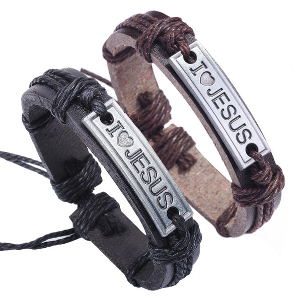 Brown Black Vintage Leather Bracelet