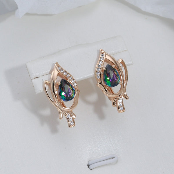 Elegant 585 Rose Gold Color Vintage Drop Earrings