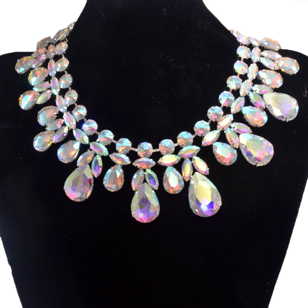 Big size Sparkly Glass Gemstone Choker for Women Men Necklaces