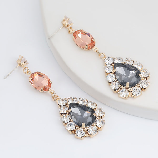 Fashion Simple Metal Color Rhinestone Geometric Earrings