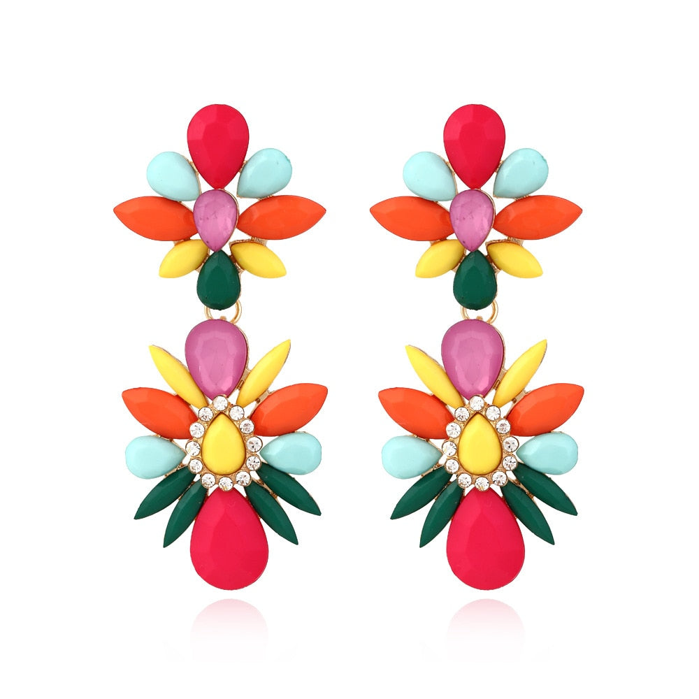 New Ethnic Luxury Colorful Beads Drop Earrings For Women