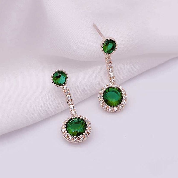 Designer original new temperament diamond-studded emerald green crystal earrings