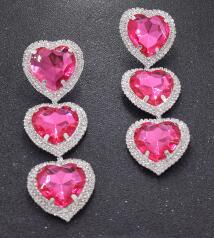 11.7cm Large Drop Earrings For Women Pink Heart Pendientes Statement Earrings