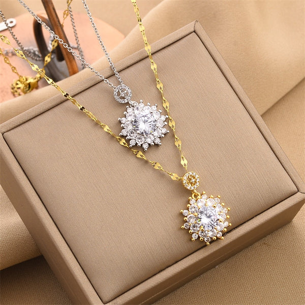 Gold Plated Temperament Sunflower Pendant Neckalce For Women