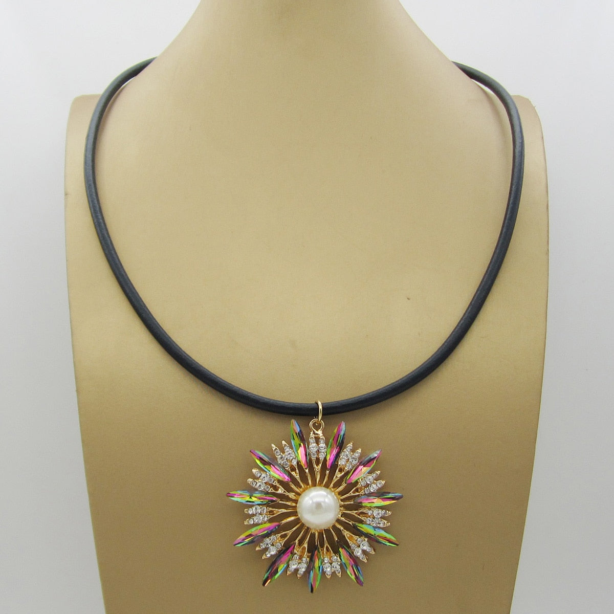 Collier Sunflower Colorful Pendant Necklace High Quality Crystal Necklace for Women