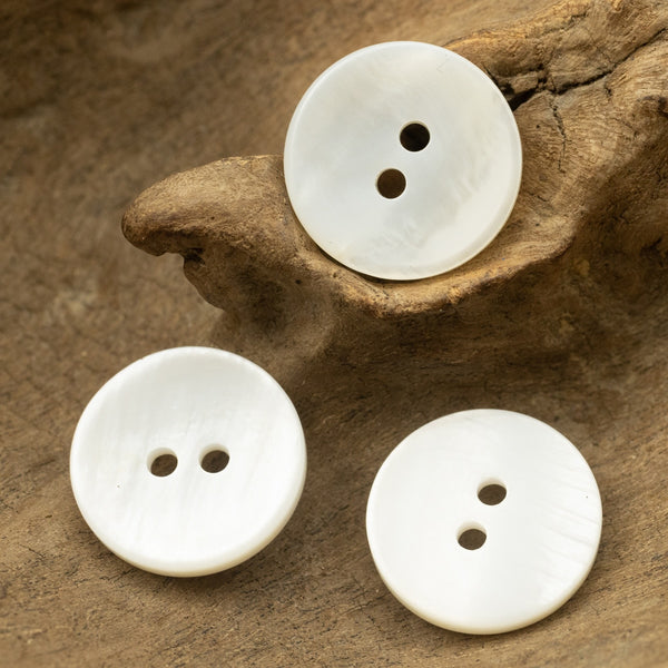 White Simple Shell Buttons With Flat Surface and Back Small Sewing Button