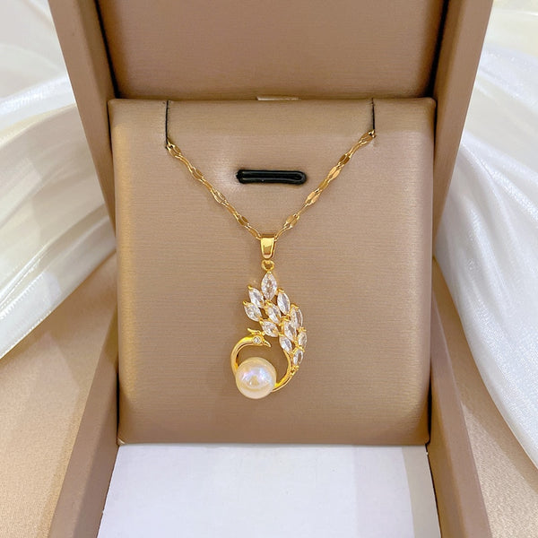 Korean Style Sweet Mermaid Color Pearl Pendant Women Necklace