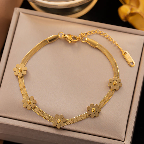 Gold Color Temperament Flower Butterfly Shaped Bracelet For Women