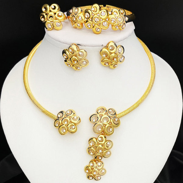 African Jewelry Set Dubai Necklace Earrings For Women Nigerian Gold Plated Fine Jewelry